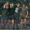 Hugh Jackman (à droite) avec ses amis Clint Newcombe, Gus Worland et Ian Drew en 1985.