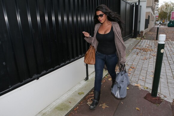 Ayem Nour arrives at the Criminal Investigation Department SDPJ, to provide clothing to her friend, where Nabilla Benattia is currently detained, in Nanterre, near Paris, France on November 8, 2014. The reality TV star stabbed multiple times in the chest her companion during a quarrel in a hotel in Boulogne-Billancourt, near Paris. Photo by ABACAPRESS.COM08/11/2014 - Nanterre