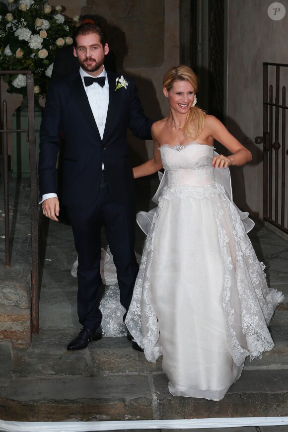 Mariage de Michelle Hunziker et Tomaso Trussardi à Bergame, le 10 octobre 2014.
