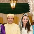  Le prince Moulay Rachid du Maroc et de Lalla Oum Keltoum lors de la cérémonie de La Berza pour leur mariage le 14 novembre 2014 au palais royal à Rabat. 