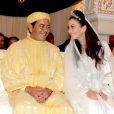  Mariage du prince Moulay Rachid du Maroc et de Lalla Oum Keltoum, le 14 novembre 2014 au palais royal du Maroc. Les mariés lors de la cérémonie de La Berza (présentation des mariés). 