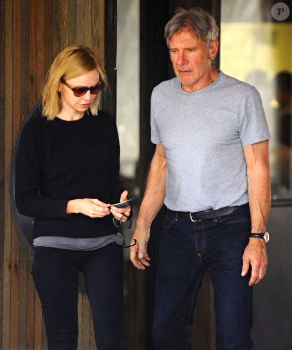 Harrison Ford et sa femme Calista Flockhart fêtent le 50e anniversaire de l'actrice à Brentwood, le 11 novembre 2014.
