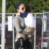 Exclusif - Nicole Richie, son mari Joel Madden et leur fils Sparrow à Los Angeles, le 19 novembre 2014.