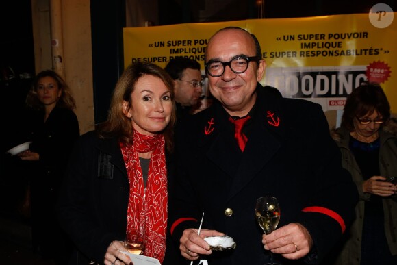 Karl Zero et sa femme Daisy d'Errata lors de la soirée du guide Fooding au passage des Panoramas à Paris le 24 novembre 2014
