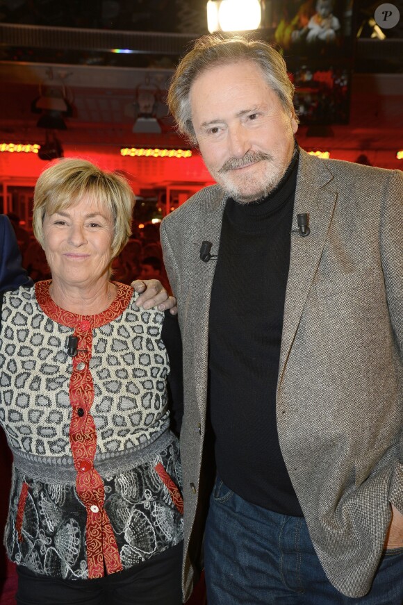 Victor Lanoux et sa femme Véronique Langlois -Enregistrement de l'émission "Vivement Dimanche" diffusée le 16 novembre 2014 sur France 2.