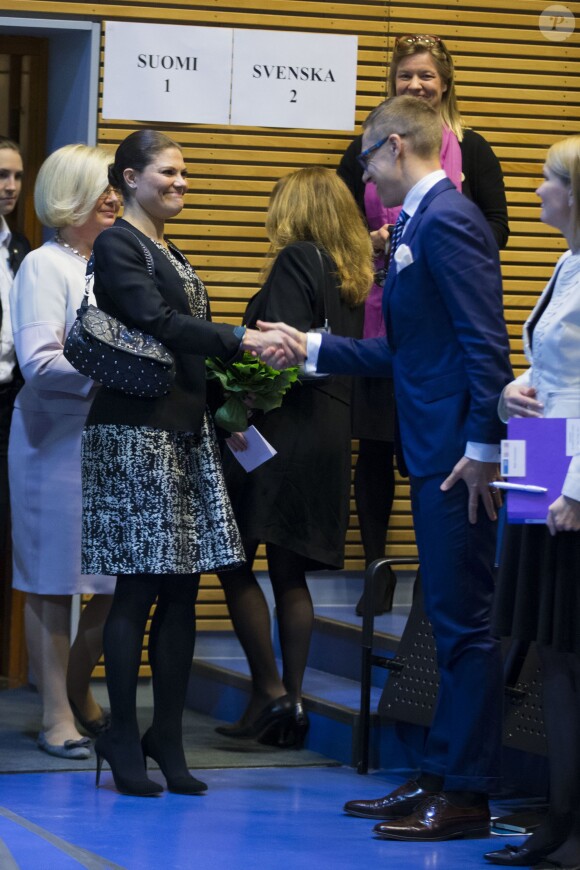 La princesse Victoria de Suède en Finlande, à Hanasaari, le 27 novembre 2014 pour le Future Forum 2014.