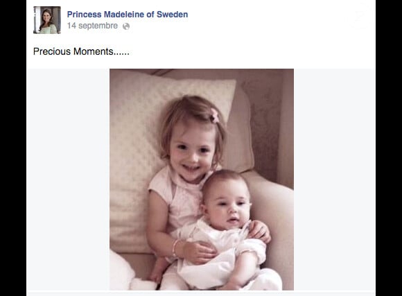 Les princesses Estelle et Leonore de Suède. Photo publiée en septembre 2014 par la princesse Madeleine de Suède sur Facebook.