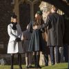 Kate Middleton avec William et la famille royale le 25 décembre 2013 à Sandringham, où il dispose d'une résidence, Anmer Hall, offerte par la reine Elizabeth II en cadeau de mariage.