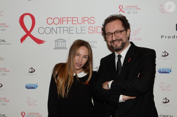 Vanessa Demouy et Vincent Mercier, DG France de L'Oréal Produits Professionnels - soirée pour l'opération Coiffeurs contre le sida dans le cadre de la Journée mondiale contre le sida à l'Académie L'Oréal Produits Professionnels à Paris, le 1er décembre 2014.