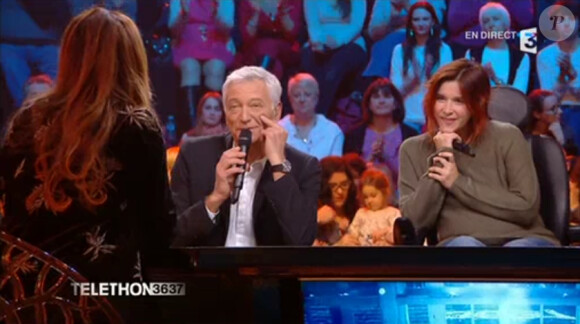 Laurent Boyer et Cécilia au "Téléthon 2014", le 5 décembre 2014 sur France 3.