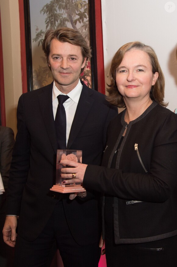 François Baroin et Nathalie Loiseau (Directrice de L'Ena) - Soirée de remise des "Prix de la Femme d'Influence 2014" à l'hôtel du Louvre à Paris le 8 décembre 2014.