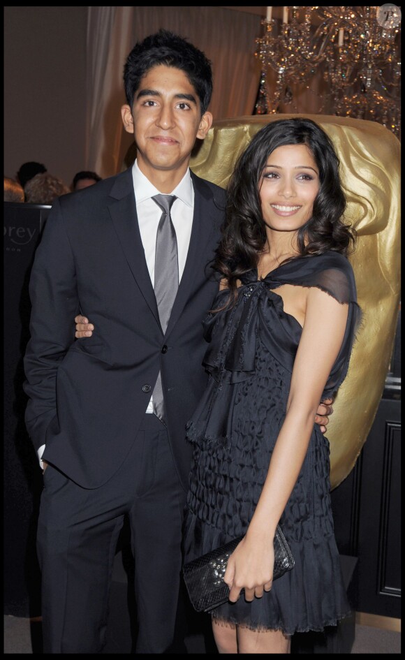 Dev Patel et Freida Pinto lors de la soirée pré-BAFTA à Londres le 7 février 2009