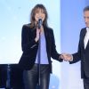Carla Bruni et Michel Drucker - Enregistrement de l'émission "Vivement Dimanche" (France 2) à Paris le 10 décembre 2014.