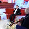 Carla Bruni, Michel Drucker et Didier Barbelivien - Enregistrement de l'émission "Vivement Dimanche" (France 2) à Paris le 10 décembre 2014.