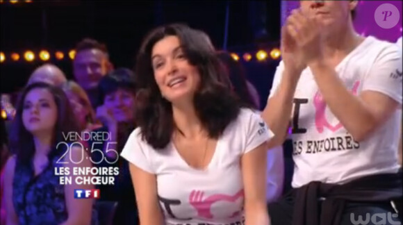 Jenifer, sur le plateau des Enfoirés en Choeur, sur TF1, le vendredi 12 décembre 2014.