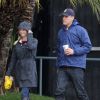 Exclusif - Malgré le mauvais temps, Reese Witherspoon et son mari Jim Toth sont allés se promener avec leur fils Tennessee dans les rues de Santa Monica. Le 12 décembre 2014.