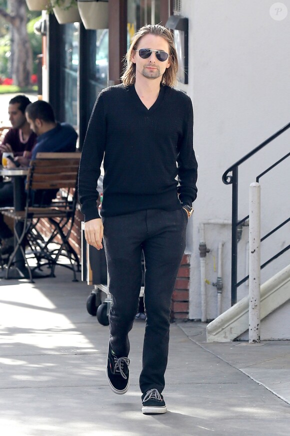 Matthew Bellamy - Kate Hudson et Matt Bellamy s'offrent un déjeuner avec leur fils Bingham à Los Angeles, le 17 décembre 2014.