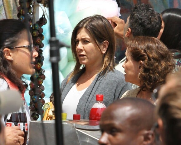 Jennifer Aniston sur le tournage du film "Cake" à Los Angeles, le 22 avril 2014.