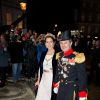 Le prince héritier Frederik de Danemark et la princesse Mary arrivant le 1er janvier 2015 pour la réception du Nouvel An à Amalienborg, Copenhague.