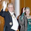 La reine Margrethe II de Danemark, accompagnée par son époux le prince Henrik, organisait le 1er janvier 2015 la traditionnelle réception du Nouvel An à Amalienborg, Copenhague.
