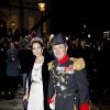 Le prince héritier Frederik de Danemark et la princesse Mary arrivant le 1er janvier 2015 pour la réception du Nouvel An à Amalienborg, Copenhague.