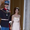 Le prince Joachim de Danemark et la princesse Marie prenaient part le 1er janvier 2015 à la réception du Nouvel An à Amalienborg, Copenhague.