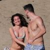Exclusif - Lea Michele et son petit-ami Matthew Paetz profitent de la plage le jour de Noël lors de leurs vacances au Mexique, le 25 décembre 2014.