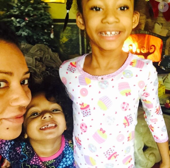 Mel B avec ses filles Madison et Angel - photo publiée sur son compte Twitter le 1er janvier 2015