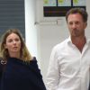 Exclusif - Geri Halliwell et son fiancé Christian Horner rentrent à Londres après avoir passé des vacances aux Caraïbes, le 5 janvier 2015