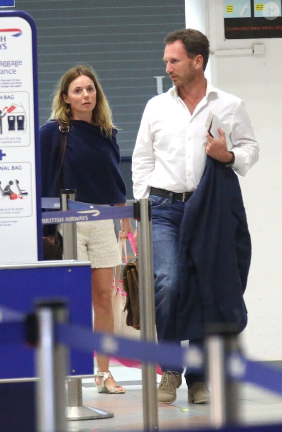 Exclusif - Geri Halliwell et son fiancé Christian Horner à Londres après avoir passé des vacances aux Caraïbes, le 5 janvier 2015