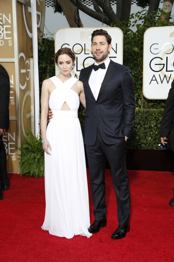 Emily Blunt et son mari John Krasinski - La 72e cérémonie annuelle des Golden Globe Awards à Beverly Hills, le 11 janvier 2015
