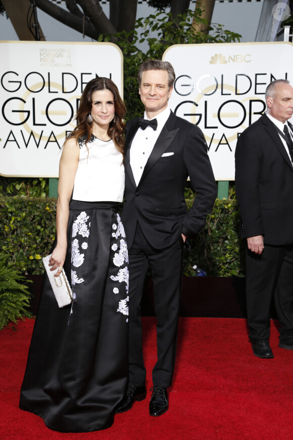 Colin Firth et sa femme Livia Giuggioli - La 72e cérémonie annuelle des Golden Globe Awards à Beverly Hills, le 11 janvier 2015