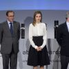 La reine Letizia d'Espagne lors de la 3e cérémonie des Telefonica Ability Awards, prix récompensant l'intégration des personnes handicapées, le 12 janvier 2015 à Madrid.
