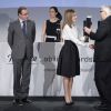Letizia d'Espagne présidait la 3e cérémonie des Telefonica Ability Awards, prix récompensant l'intégration des personnes handicapées, le 12 janvier 2015 à Madrid.