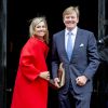 La reine Maxima et le roi Willem-Alexander des Pays-Bas au palais royal à Amsterdam, le 13 janvier 2015, pour la réception des voeux du nouvel an aux représentants de la société néerlandaise.
