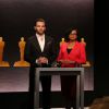 Cheryl Boone Isaacs, Chris Pine - Annonce des nominés à la 87e cérémonie des Oscars à Beverly Hills, le 15 janvier 2015.
