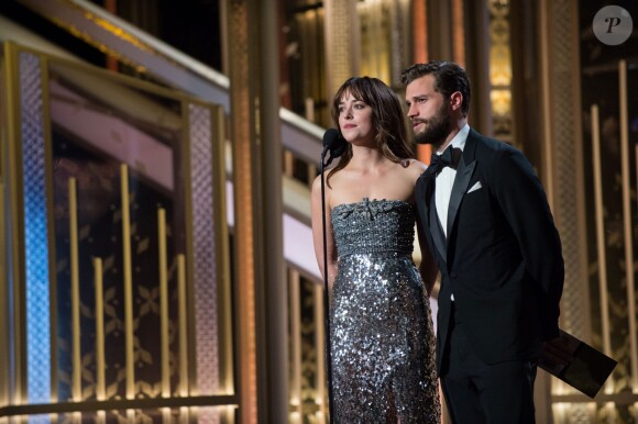 Dakota Johnson et Jamie Dornan aux Golden Globe Awards 2015.