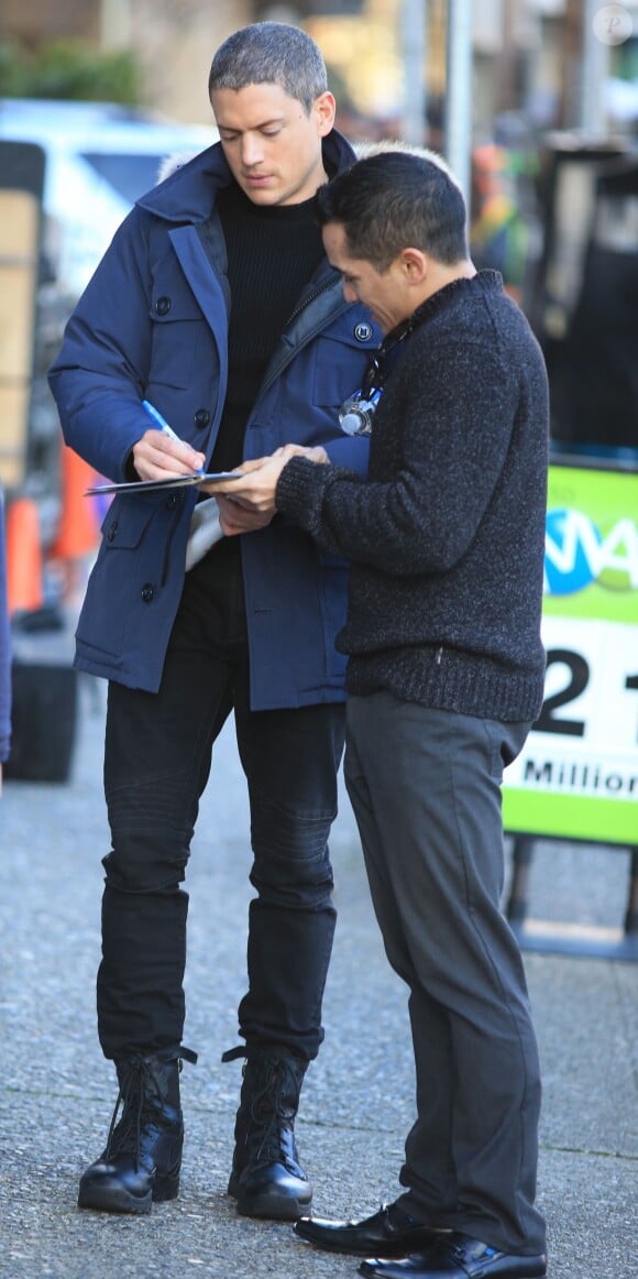 Exclusif - Wentworth Miller lors du tournage de la série "The Flash" à New Westminster, le 19 janvier 2015. 