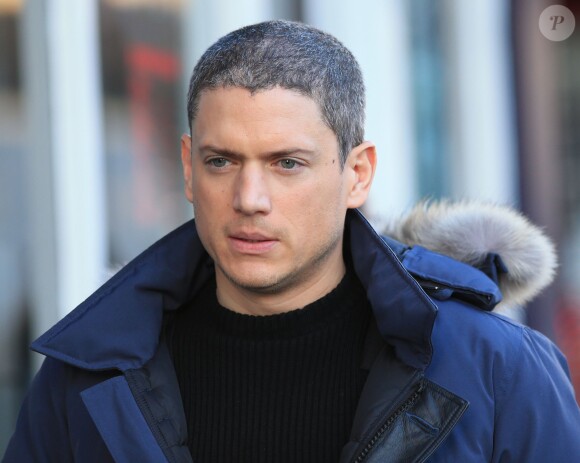 Exclusif - Wentworth Miller et ses cheveux poivre et sel lors du tournage de la série "The Flash" à New Westminster, le 19 janvier 2015.