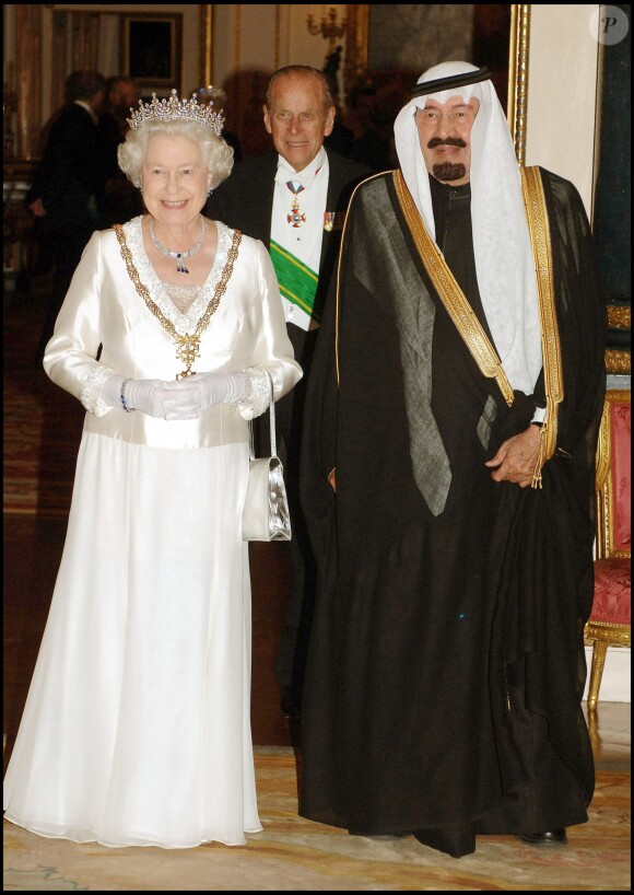 Elizabeth II et le roi Abdallah à Buckingham, le 30 octobre 2007