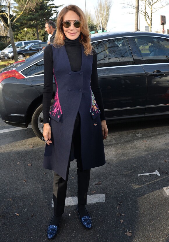 Marisa Berenson au défilé de mode hommes Dior collection prêt-à-porter Automne Hiver 2015/2016 au Tennis Club de Paris le 24 janvier 2015.