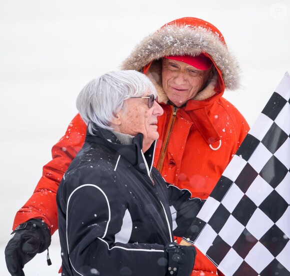 Bernie Ecclestone et Niki Lauda - People à la "Kitz Charity Race" à Kitzbühel en Autriche le 24 janvier 2015.