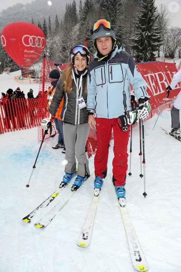 Gerhard Berger et sa femme Hélène - People à la "Kitz Charity Race" à Kitzbühel en Autriche le 24 janvier 2015.
