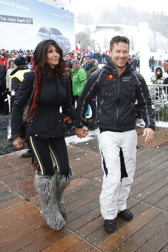 Felix Baumgartner et son amie Mihaela Radulescu - People à la "Kitz Charity Race" à Kitzbühel en Autriche le 24 janvier 2015.