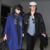 Benedict Cumberbatch et sa compagne Sophie Hunter (enceinte) prennent un vol à l'aéroport de Los Angeles, le 12 janvier 2015.