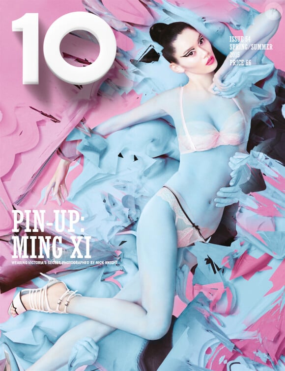 Ming Xi habillée de lingerie Victoria's Secret en couverture du nouveau numéro de 10. Photo par Nick Knight.
