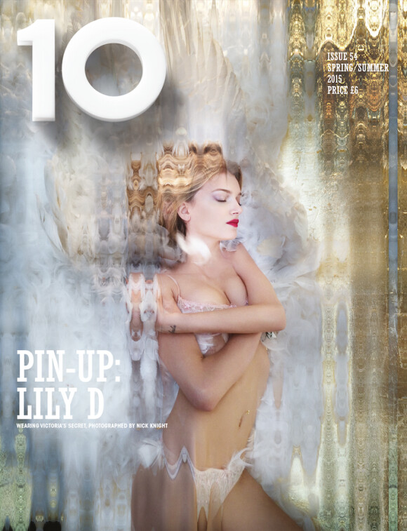 Lily Donaldson habillée de lingerie Victoria's Secret en couverture du nouveau numéro de 10. Photo par Nick Knight.