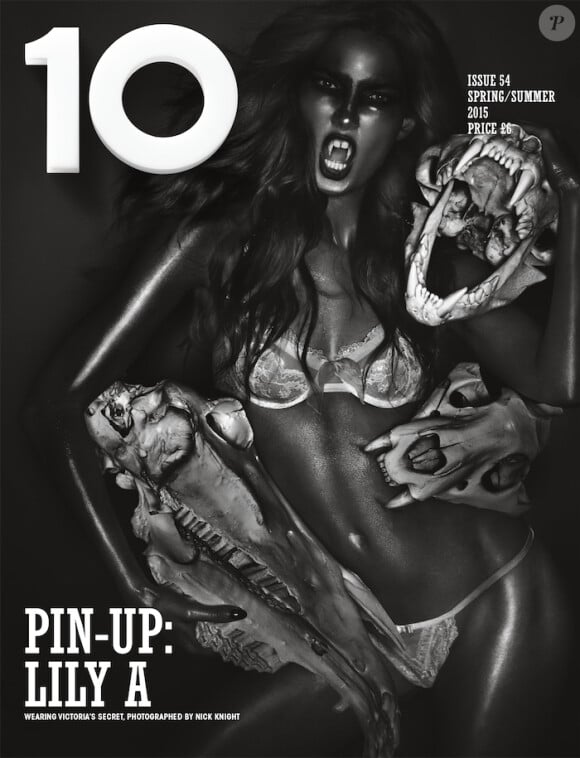 Lily Aldridge habillée de lingerie Victoria's Secret en couverture du nouveau numéro de 10. Photo par Nick Knight.