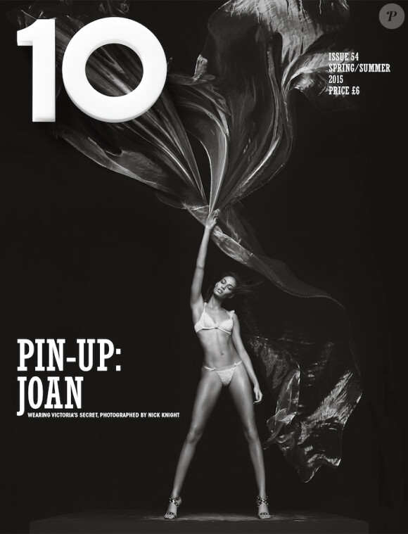 Le top model Joan Smalls habillée de lingerie Victoria's Secret en couverture du nouveau numéro de 10. Photo par Nick Knight.