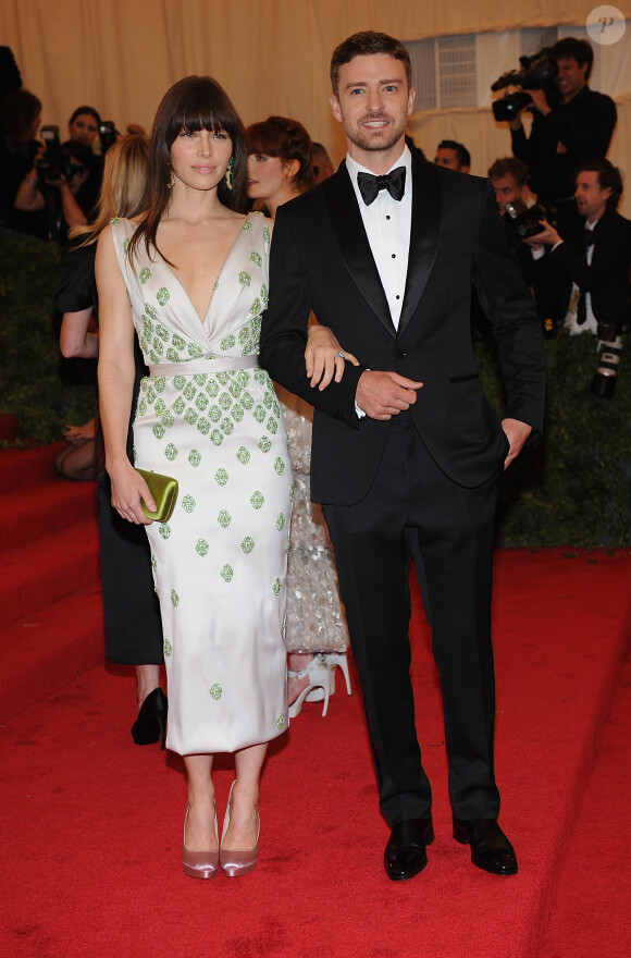 Jessica Biel et Justin Timberlake au Costume Institute Gala à New York. Mai 2012.